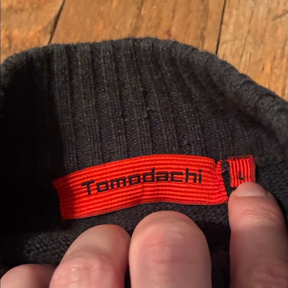 Tomodachi Classic Black and Blue and White Striped Zip-Up Sweater - Picture 2 of 10